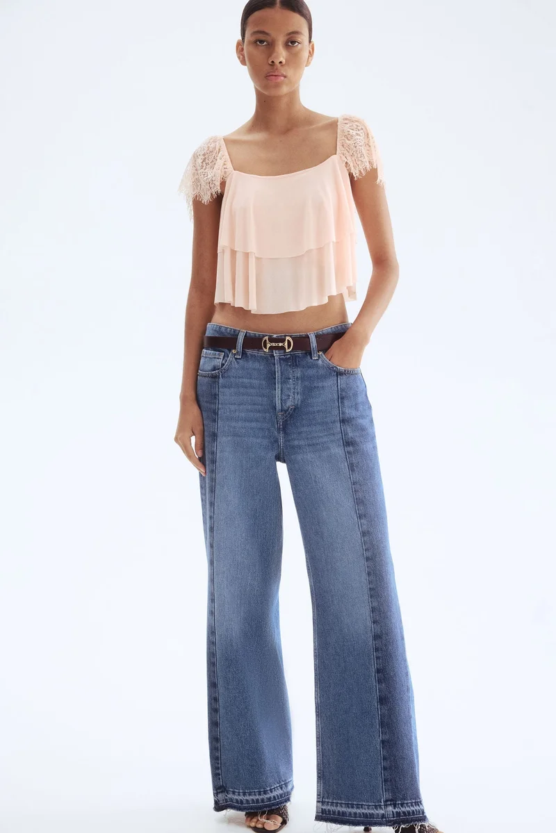 اتش اند ام بلوزة بأكمام دانتيل